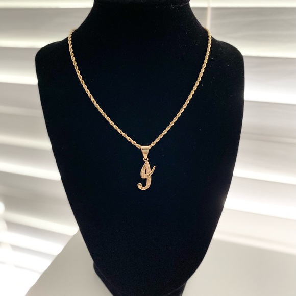 Gold Plated 24” Rope Chain With “J” Initial Pendant - Picture 1 of 7